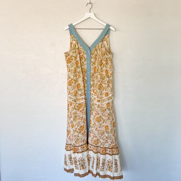 Porter Collective Button Down Floral Maxi Dress Medium - Picture 1 of 6